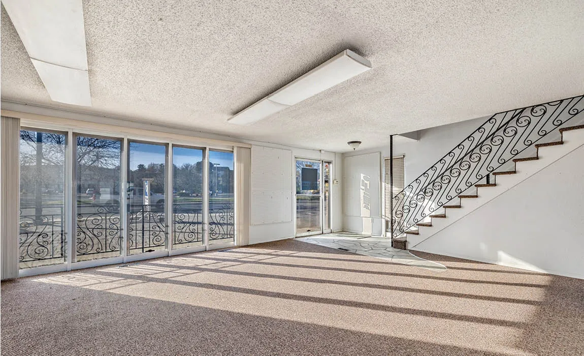 8624 W. Franklin Rd. office and shop interior with staircase