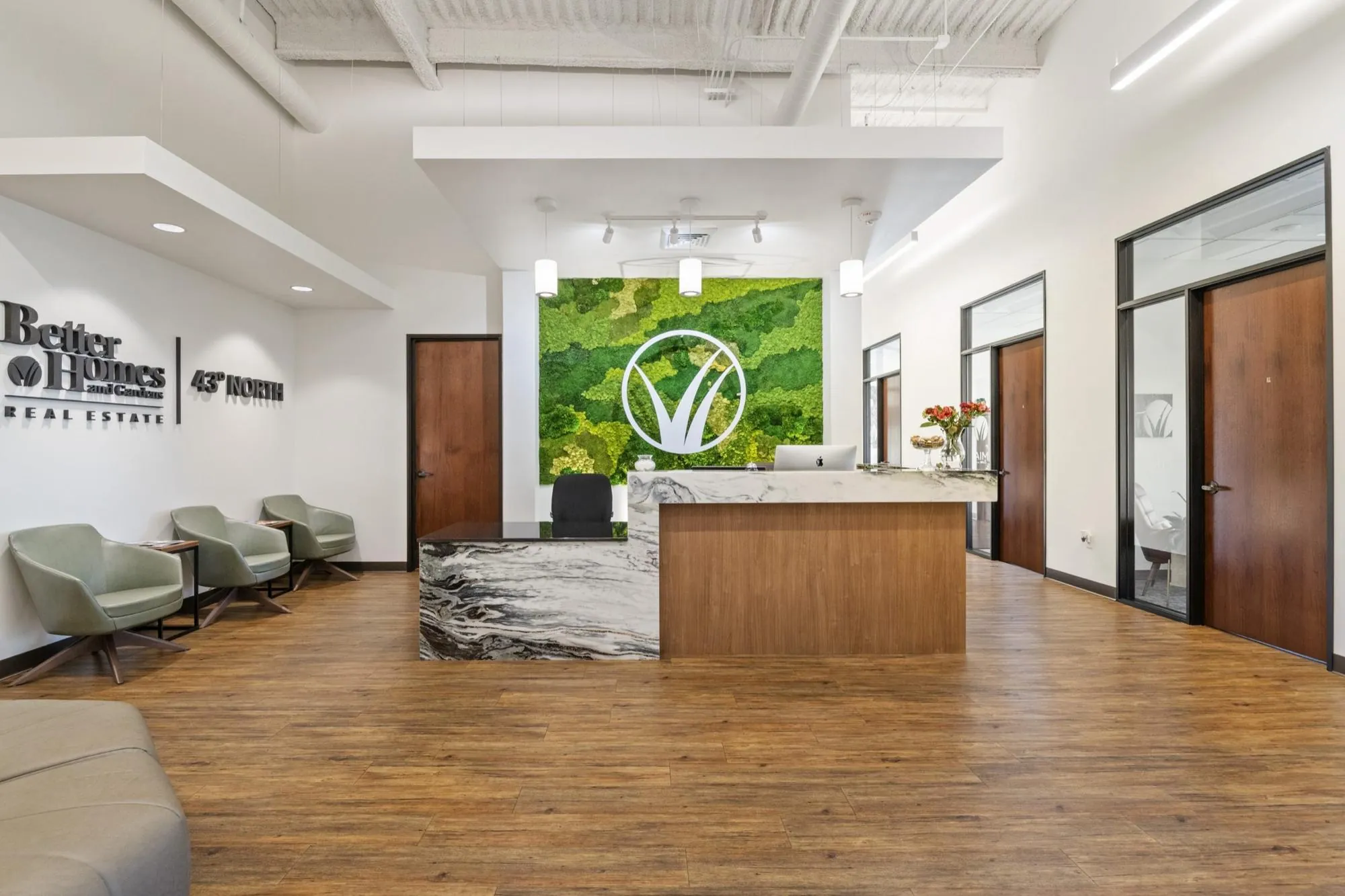 The BHGRE 43° North office lobby