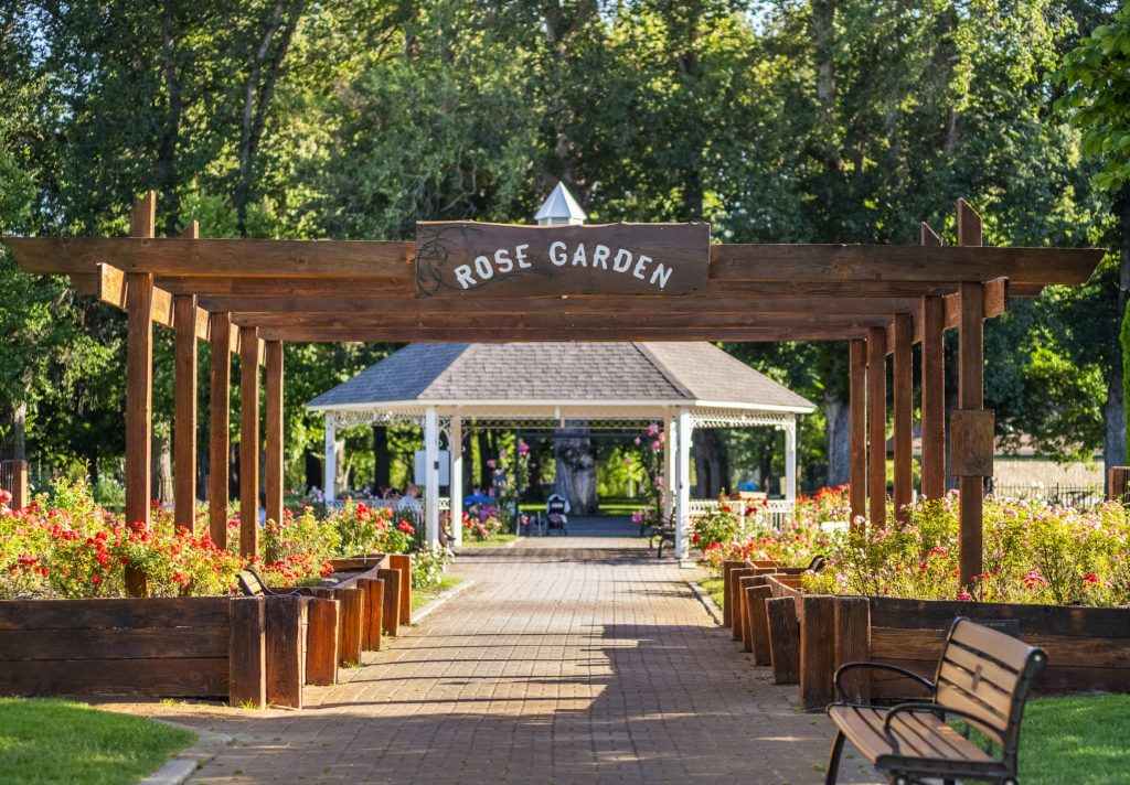 081-Julia Davis Rose Garden Rose garden gazebo in Julia Davis Park located in Boise, Idaho