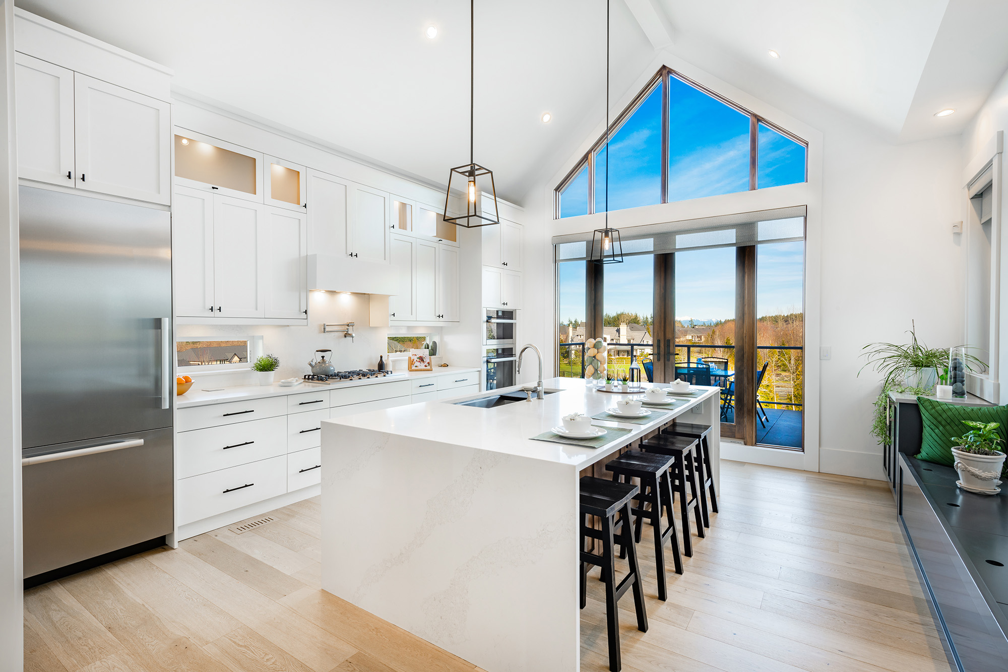 Luxury Kitchen Isalnd with Waterfall Edge-Wide