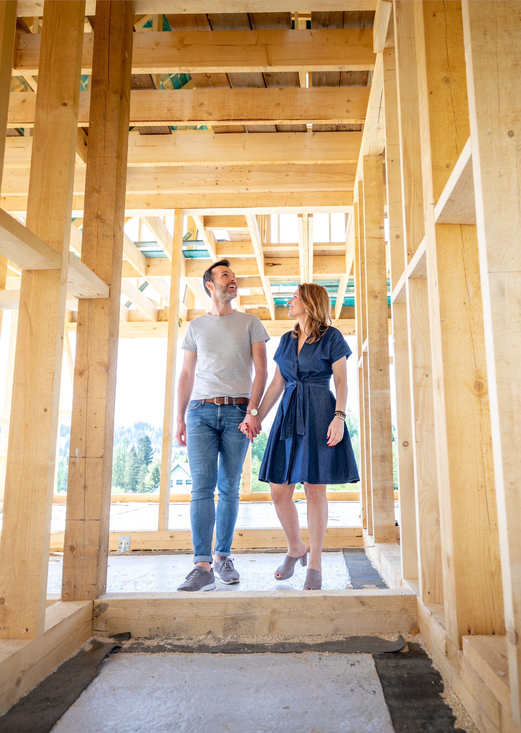 couple exploring new construction