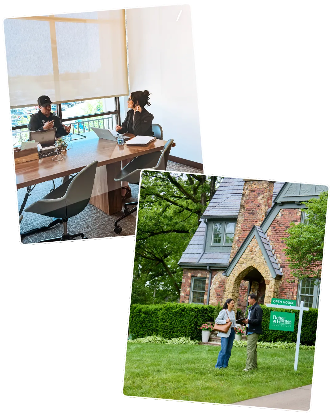 Agents meeting in the office and at a listing