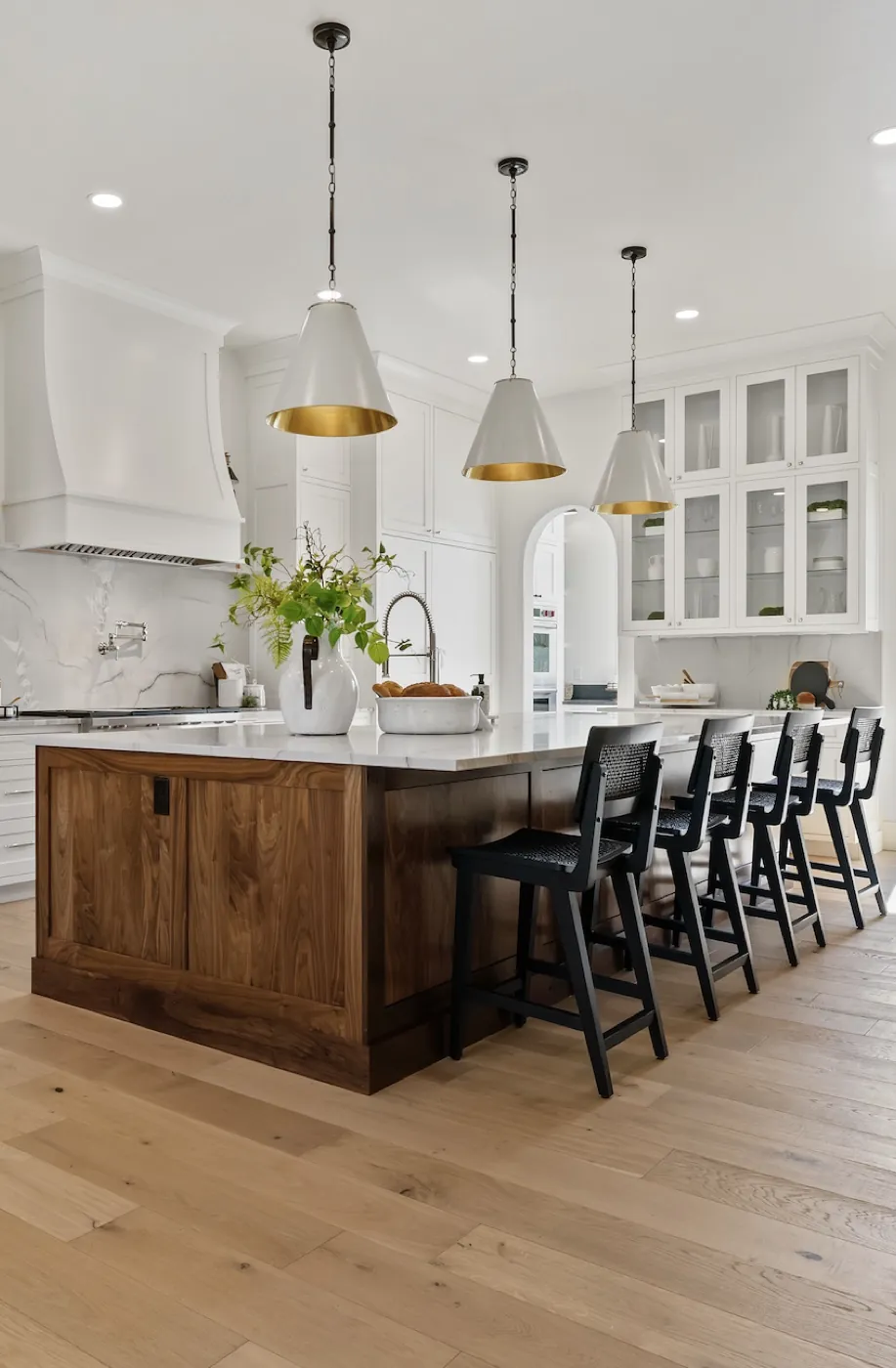 Bright luxury kitchen with a large island
