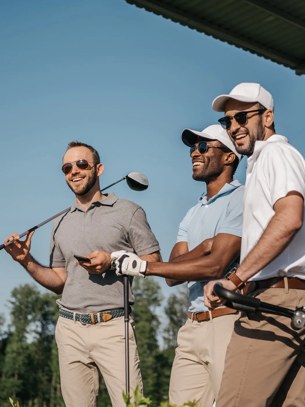 Friends on a community golf course